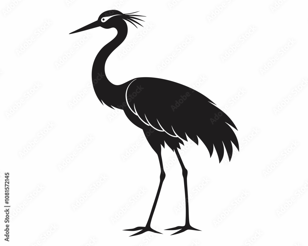 Obraz premium Elegant Crane Bird silhouette,Elegant Crane Bird vector illustration