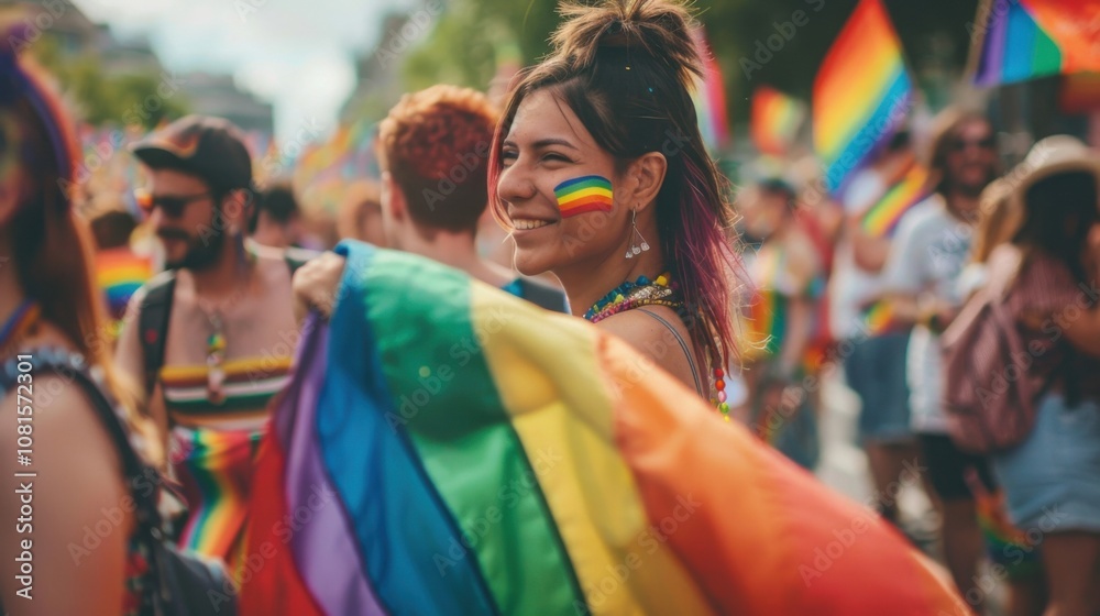 LGBTQ+ acceptance depicted through a series of moments at a pride parade where people of all orientations celebrate love and equality, Reflecting solidarity in diversity, photography style LGBTQ+ acceptance depicted through a series of moments at a pride parade where people of all orientations celebrate love and equality, Reflecting solidarity in diversity, photography style