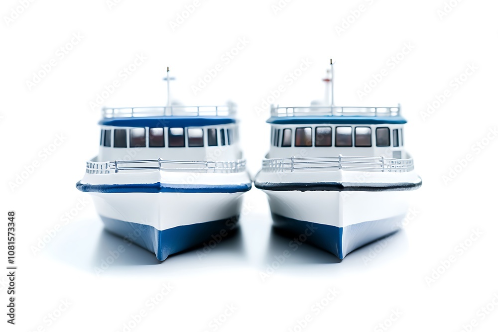 Obraz premium Ferryboats isolated on white background, close up
