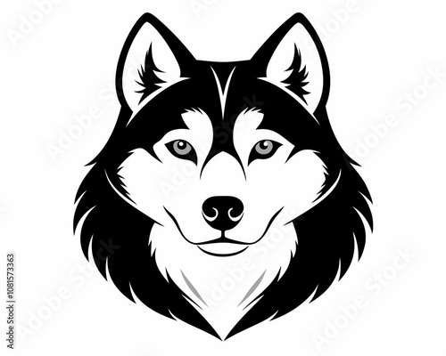 Siberian Husky head  silhouette,Siberian Husky head  vector illustration,Siberian Husky head  icon