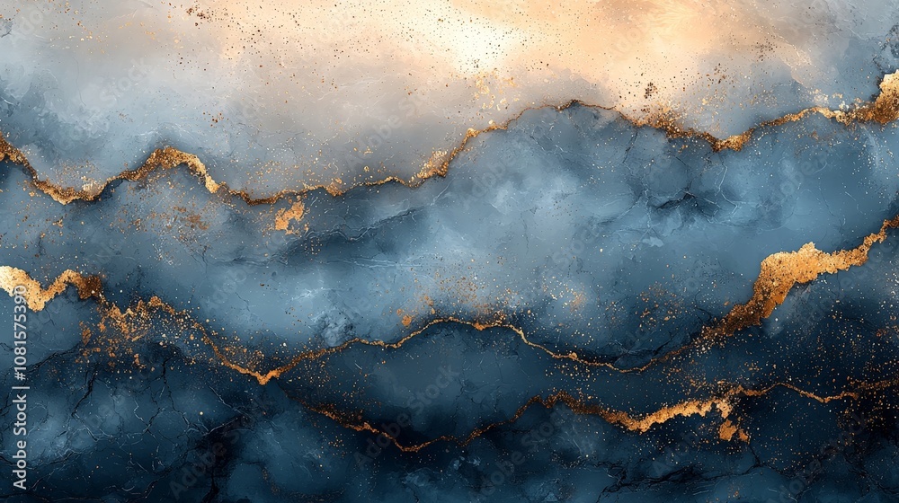 Abstract artwork featuring dark blue and gold tones with fluid textures and a modern aesthetic. Abstract artwork featuring dark blue and gold tones with fluid textures and a modern aesthetic.