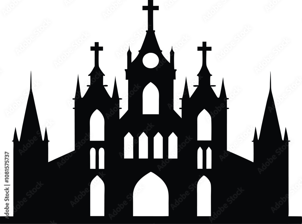 gothic architecture silhouette, Gothic castle icon vector black gothic architecture silhouette, Gothic castle icon vector black