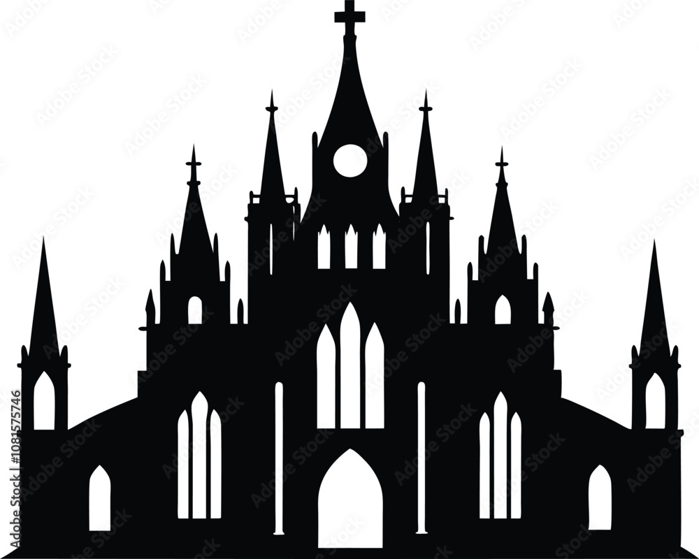 gothic architecture silhouette, Gothic castle icon vector black gothic architecture silhouette, Gothic castle icon vector black