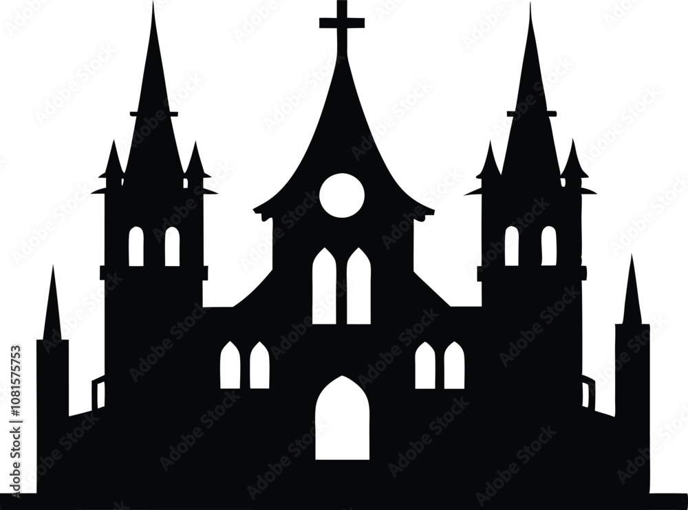 gothic architecture silhouette, Gothic castle icon vector black gothic architecture silhouette, Gothic castle icon vector black