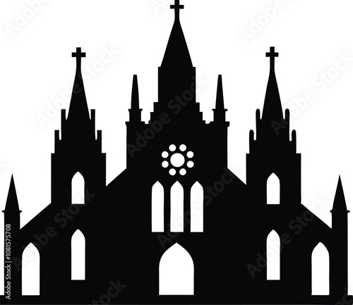 gothic architecture silhouette, Gothic castle icon vector black