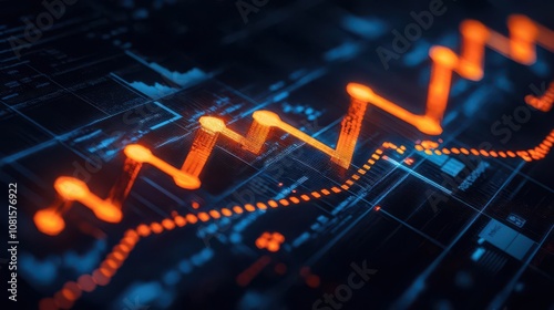 Vibrant data visualization of a fluctuating financial market trend in digital format.