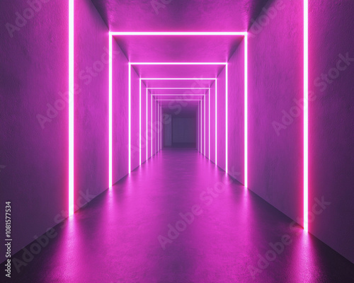 Sharp Neon Accents in Abstract Fuchsia and Slate Background