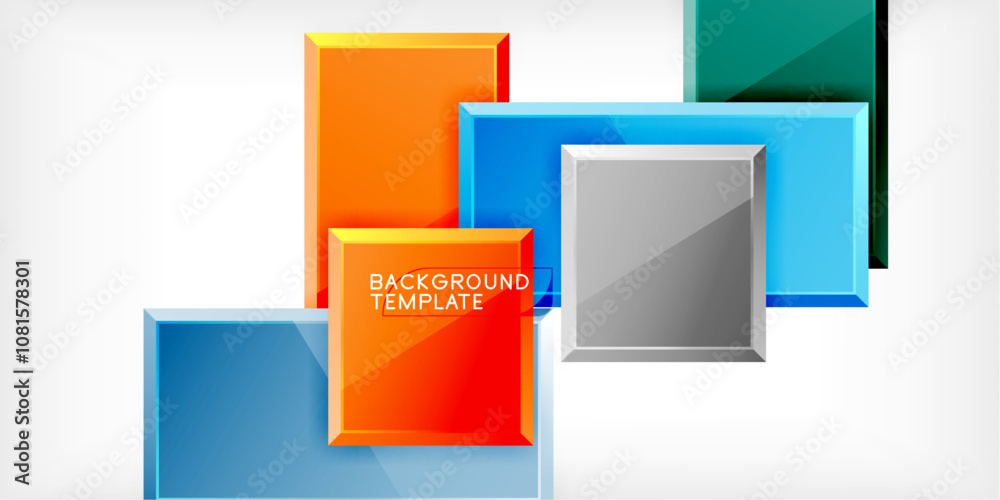 Glass toy style square shapes abstract design. Vector Illustration For Wallpaper, Banner, Background, Card, Book Illustration, landing page Glass toy style square shapes abstract design. Vector Illustration For Wallpaper, Banner, Background, Card, Book Illustration, landing page