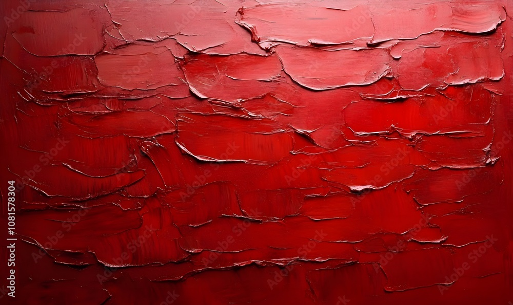 Red Oil Paint on Canvas with Impasto Texture