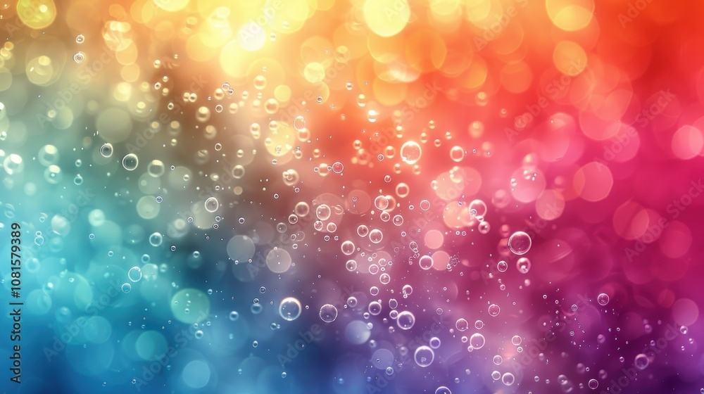 Abstract background with colorful bokeh and water bubbles. Abstract background with colorful bokeh and water bubbles.