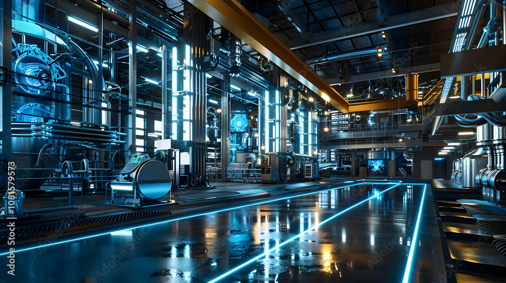 Futuristic Industrial Interior 3D Illustration Futuristic Industrial Interior 3D Illustration