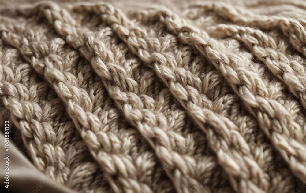 Close-Up of Wool Knit Sweater with Stitch Pattern and Warm Light Close-Up of Wool Knit Sweater with Stitch Pattern and Warm Light