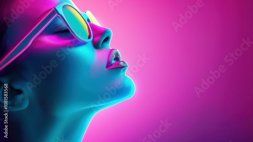 Step back to the cool 2s with this retro eyewear look under vibrant blue neon lights. Confidence shines through photo