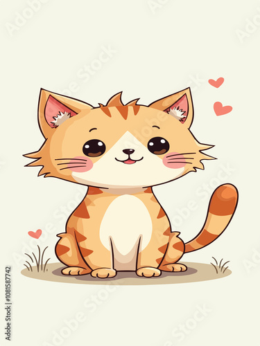 cute cat in pastel colors