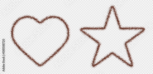 Obraz na płótnie Coffee frame, chocolate border, ground arabica powder in heart and star shapes. Vector illustration. w salonie