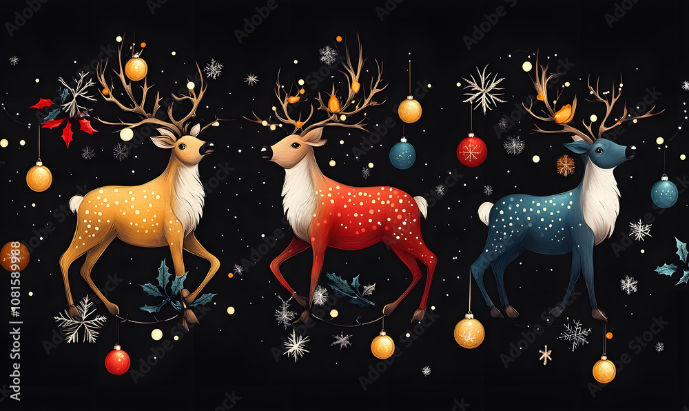 Christmas and New Year designs with festive ornaments, golden snowflakes, cozy wreaths, and sparkling holiday accents for wallpaper and greeting cards Christmas and New Year designs with festive ornaments, golden snowflakes, cozy wreaths, and sparkling holiday accents for wallpaper and greeting cards