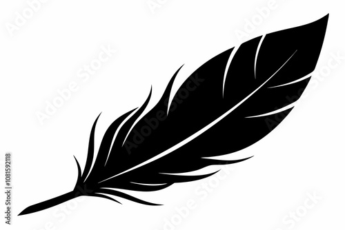 set of bird feather silhouettes. bird feather icon. vector illustration isolated on transparent background