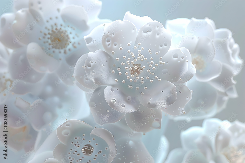 White Flower 3D Illustration, Abstract Floral Design White Flower 3D Illustration, Abstract Floral Design