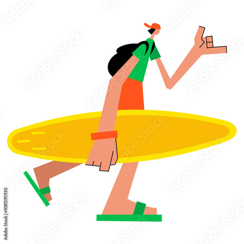 Surfer walking with surfboard