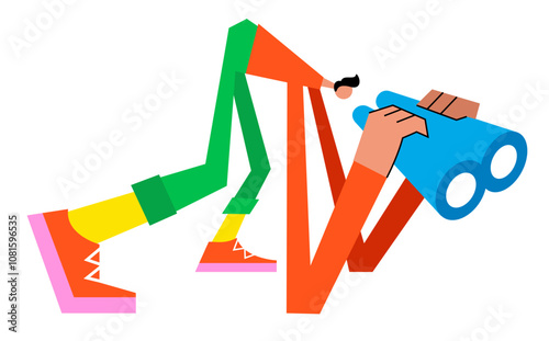 Man with binoculars watching something
