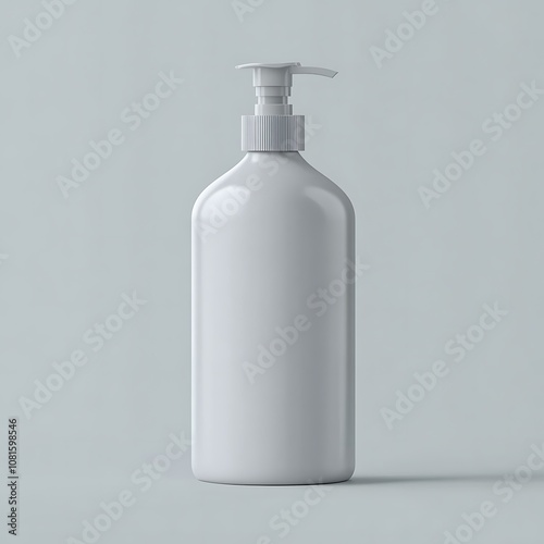 White Plastic Pump Bottle with Grey Background