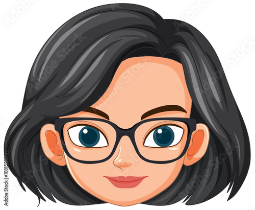 Smiling Woman with Glasses Illustration