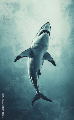 Powerful scary shark generated by AI