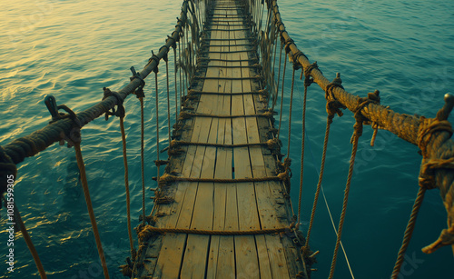 suspension bridge over the lake generated by AI