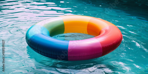 A colorful tube floating in water

