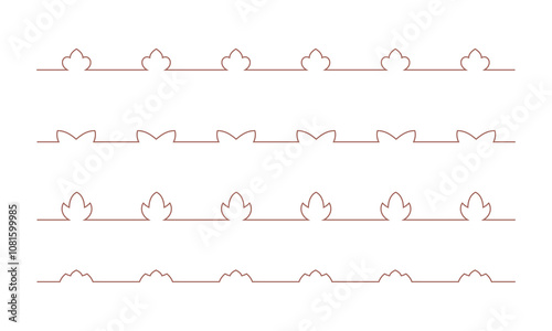 Simple line turkish borders set. Florish arabian vector divider for banner