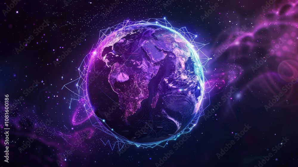 Obraz premium A photo of a global map with dynamic network connections, illustrating global business reach and international markets