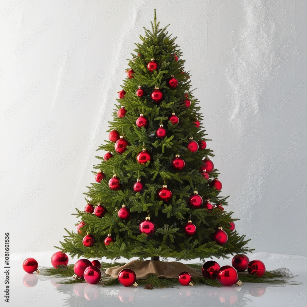 christmas tree decoration on which red Christmas balls are attached christmas tree decoration on which red Christmas balls are attached
