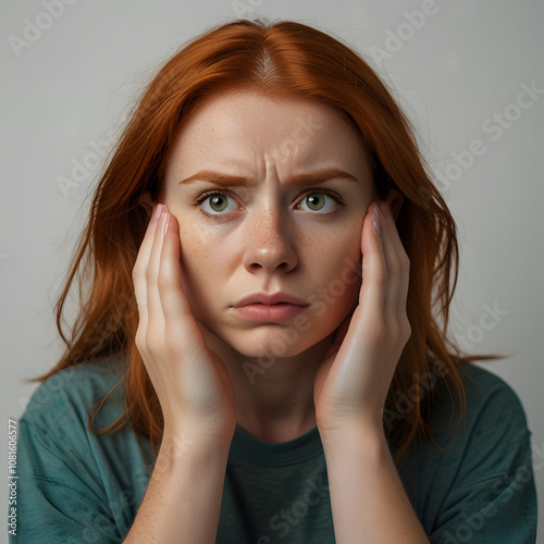 Young red hair woman feeling stressed