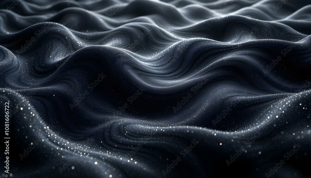 Fototapeta premium Dynamic and mesmerizing abstract black wavy background with a captivating textured pattern. A mesmerizing abstract background