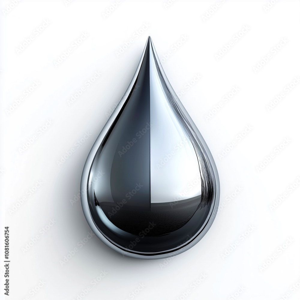 Fototapeta premium Silver drop of water with a black rim