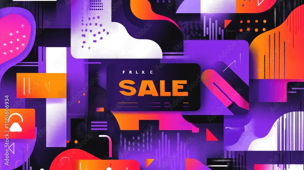 Vibrant Abstract Background with Geometric Shapes and Bold Colorful Elements for Promotions and Sales Events Vibrant Abstract Background with Geometric Shapes and Bold Colorful Elements for Promotions and Sales Events