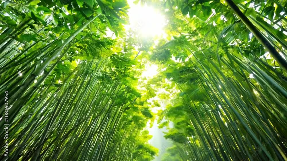 sun rays through bamboo trees. generative ai sun rays through bamboo trees. generative ai