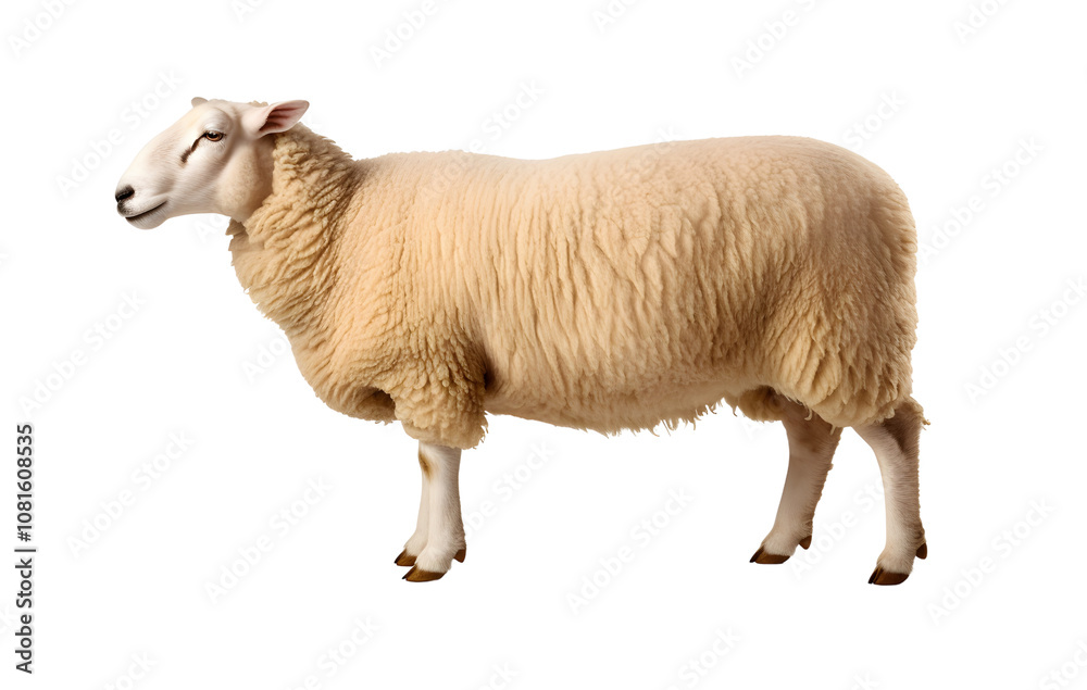 A sheep standing on a white background A sheep standing on a white background
