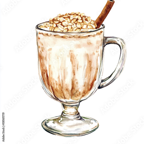  Oat drink watercolor clipart illustration