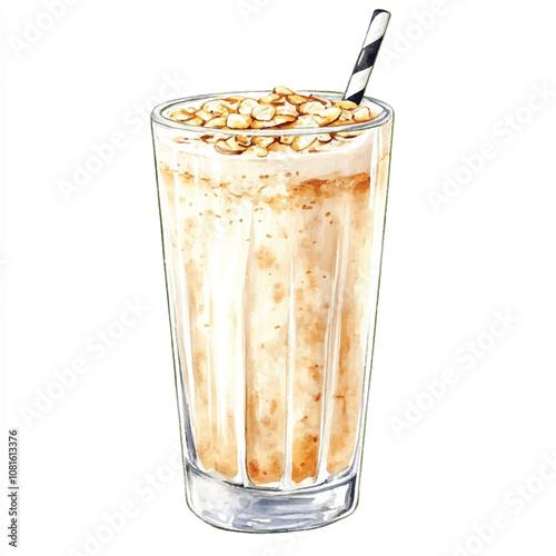  Oat drink watercolor clipart illustration