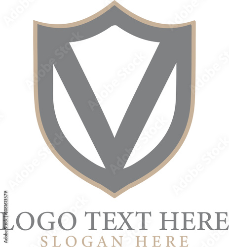 V shield logo icon illustration design vector.