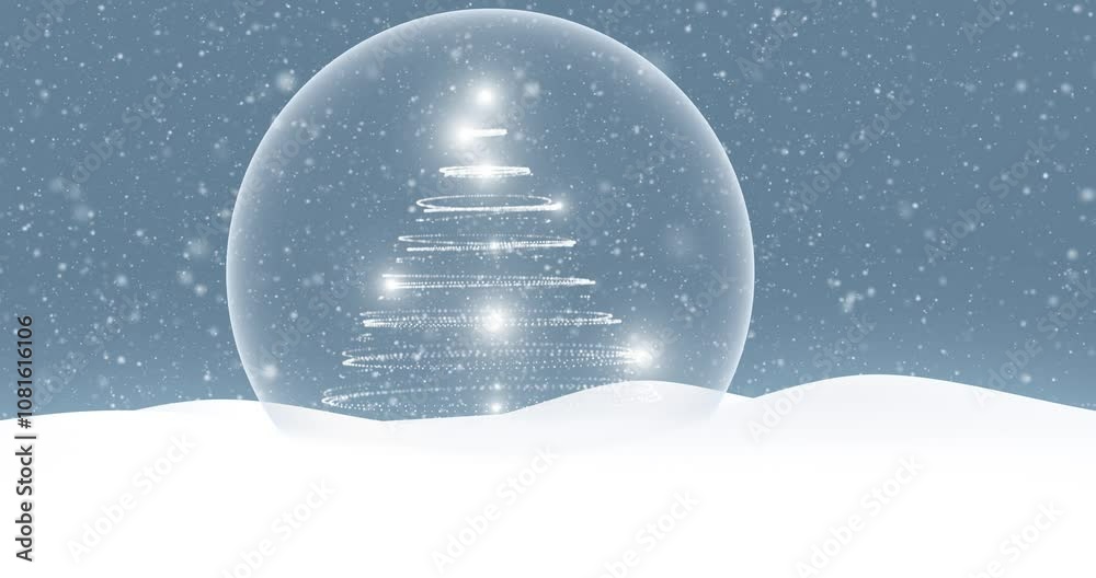 Snowy blue sky with christmas snow ball loop animation. Concept Merry Christmas and New Year greeting card background.
Snowy blue sky with christmas snow ball loop animation. Concept Merry Christmas and New Year greeting card background.
