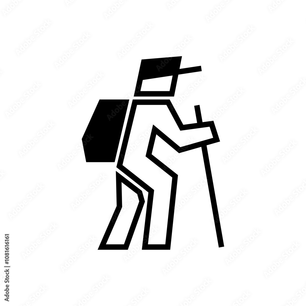 Hiker icon on white background. Flat design vector. Hiker icon on white background. Flat design vector.