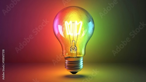 vibrant glowing light bulb illustrating the concept of bright ideas and creative visualization