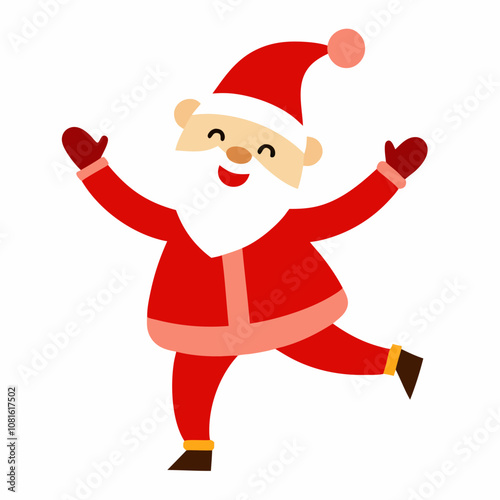 Cheerfull santa dancing vector illustration on white background