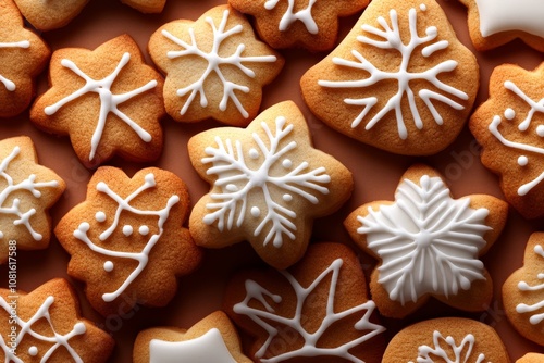 Minimalist holiday cookie illustration with simple shapes and clean white icing on plain cookies