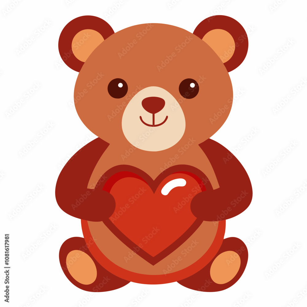 Teddy Bear Holding a Heart Cartoon Illustration Teddy Bear Holding a Heart Cartoon Illustration