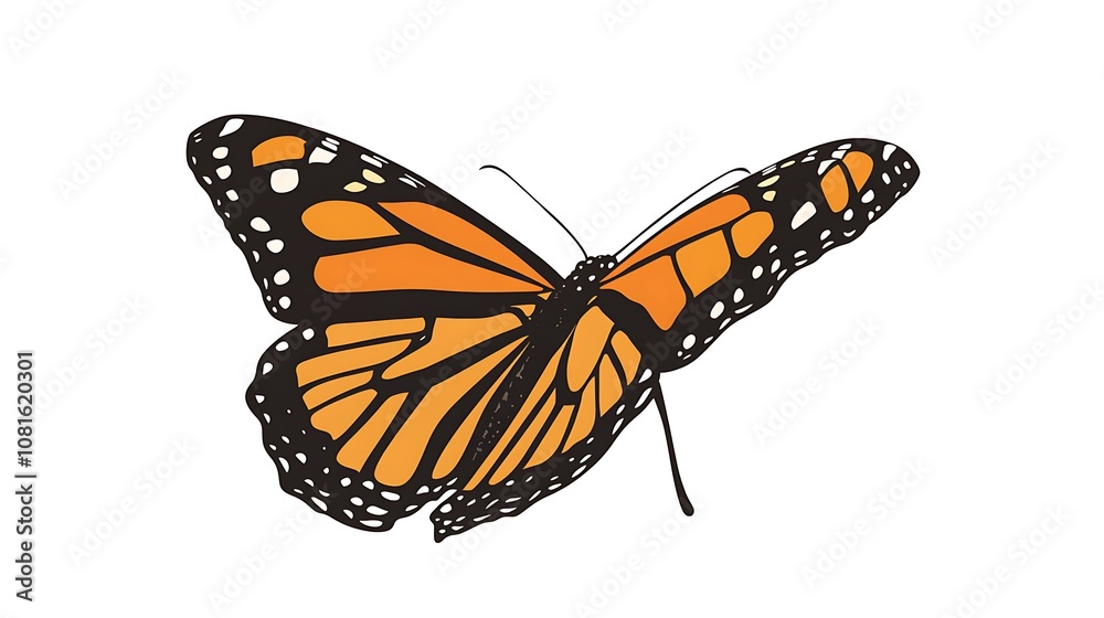 Obraz premium Elegant Butterfly Illustration with Orange and Black Wings