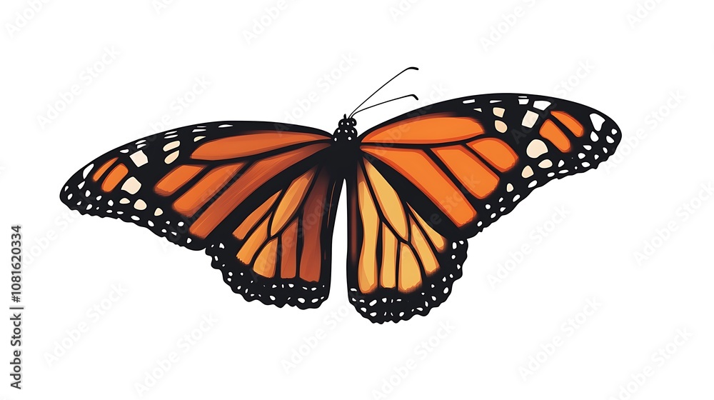 Fototapeta premium Vibrant Monarch Butterfly Illustration with Orange and Black