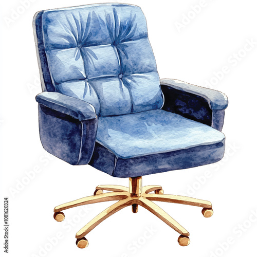 Office chair watercolor clipart illustration